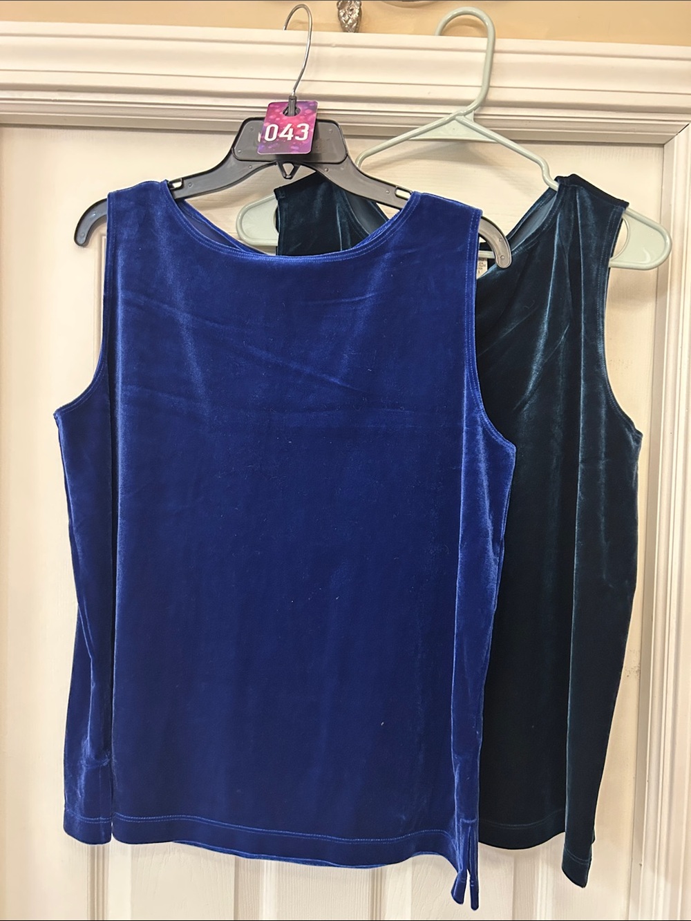 Chico's Velvet Tank Tops in Royal Blue and green